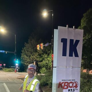 Set up crew started at 2:00 to load trucks and set up Mile and Kilometer markers