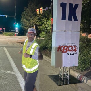 Set up crew started at 2:00 to load trucks and set up Mile and Kilometer markers